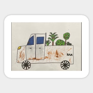 White Dodge Ram plants greenery tropical Sticker